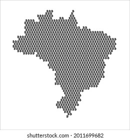 Brazil country map made with bitcoin crypto currency logo