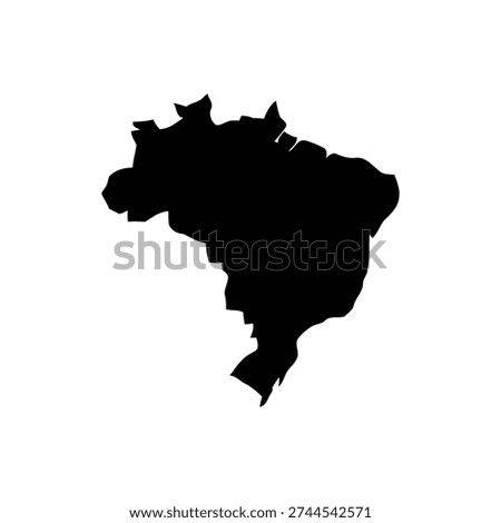 Brazil Country Map Silhouette Vector. South American Nation Black Silhouette. Accurate Coastline Border Clip Art Illustration.