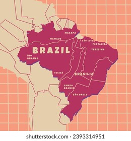 Brazil Country Map Vector flat Illustration
