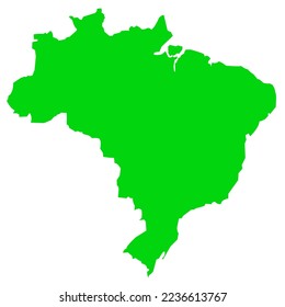 Brazil country map vector illustration on white background. A country located in the eastern part of the continent of South America.