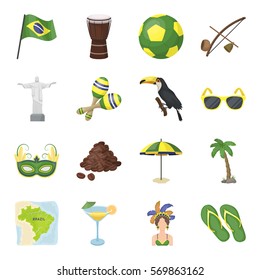 Brazil country set icons in cartoon style. Big collection of Brazil country vector symbol stock illustration