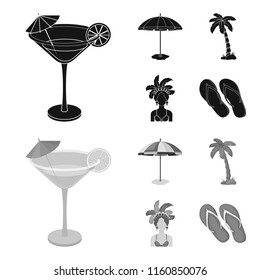 Brazil, country, umbrella, beach . Brazil country set collection icons in black,monochrome style vector symbol stock illustration web.