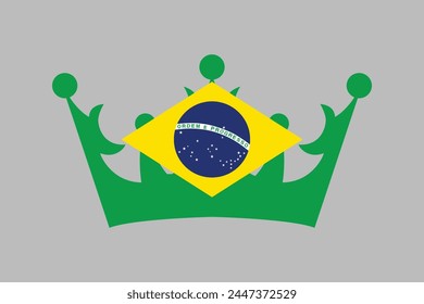 Brazil crown shape with Egypt flag, Brazilian National Flag, EPS Vector Illustration, Flag of the Federative Republic of Brazil, Illustration of the Brazil flag
