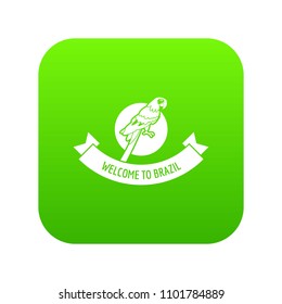 Brazil culture icon green vector isolated on white background