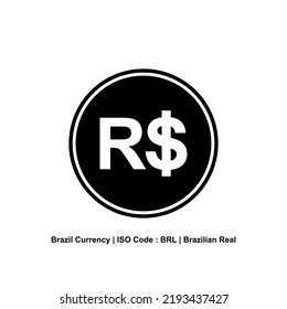 Brazil Currency, BRL, Brazilian Real Icon Symbol. Vector Illustration