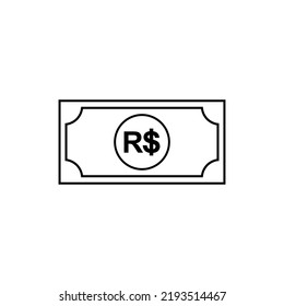 Brazil Currency, BRL, Brazilian Real Icon Symbol. Vector Illustration