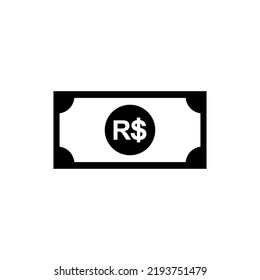 Brazil Currency, BRL, Brazilian Real Icon Symbol. Vector Illustration