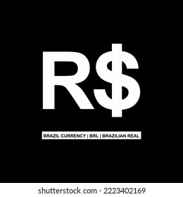 Brazil Currency, BRL Sign, Brazilian Real Icon Symbol. Vector Illustration