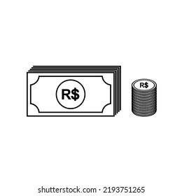 Moneda brasileña, BRL, símbolo brasileño del icono real. Ilustración vectorial