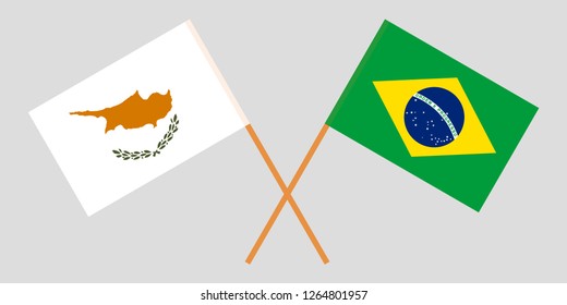 Brazil and Cyprus. The Brazilian and Cyprian flags. Official proportion. Correct colors. Vector illustration