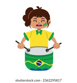 brazil day celebration drummer girl icon isolated