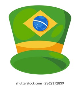 brazil day celebration hat with flag icon isolated