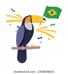 vector tucan de celebración del día de brasil aislado