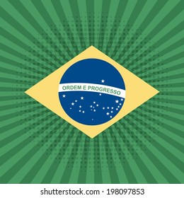 Brazil design over green stripes background, vector illustration