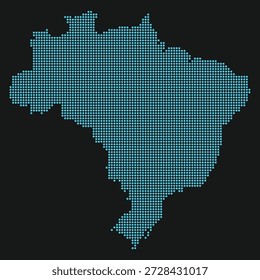 Mapa de Conectividad Digital de Brasil con Red Punteada para El Crecimiento Tecnológico Sudamericano. Brasil mapa punteado.