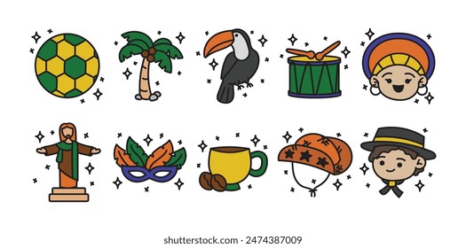 Brazil Doodle Illustration Set Collection