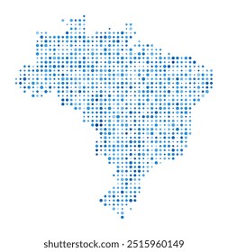 Mapa de puntos de Brasil. Forma de estilo digital de Country. Imagen de Vector de Brasil. Country forma puntos circulares azules. Increíble Ilustración vectorial.