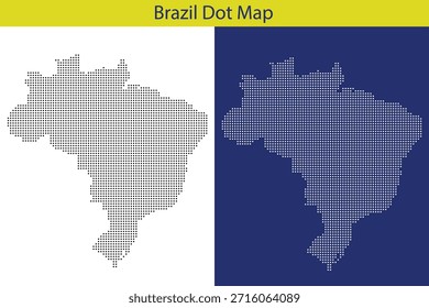 Brazil dot map illustration with white and blue backgrounds