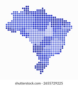 Mapa de puntos de Brasil. Mapa de estilo digital del país sobre fondo blanco. Forma de Brasil con puntos circulares. Estilo de puntos de colores. Círculos de tamaño Grande. Simple Ilustración vectorial.