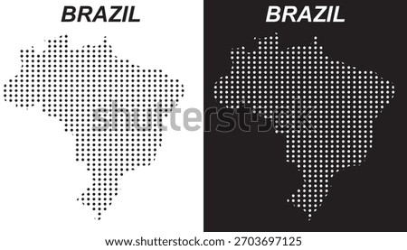 Brazil Dotted Map, Halftone Style Modern Digital Outline of South American Country Vector EPS