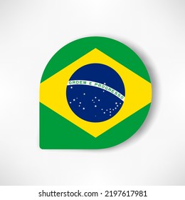 Brazil drop flag icon with shadow on white background.