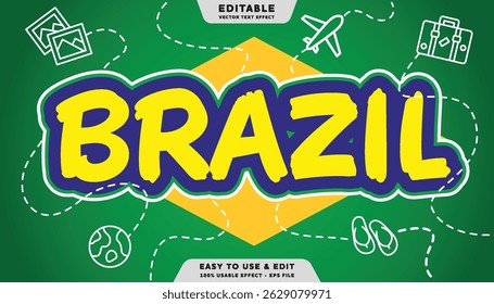 Efeito de texto editável Brasil com estilo moderno e simples