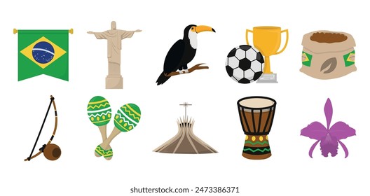 Brazil Element Illustration Collection Set