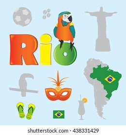 Brazil elements set vector