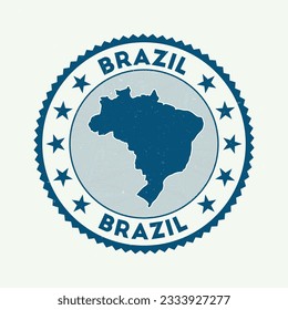 Brazil emblem. Country round stamp with shape of Brazil, isolines and round text. Awesome badge. Trendy vector illustration.