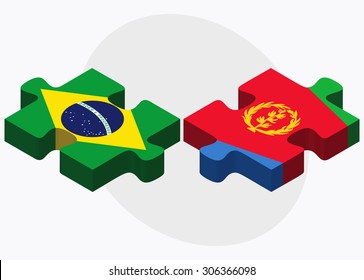 Brazil and Eritrea Flags in puzzle isolated on white background
