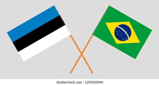 Brazil and Estonia. The Brazilian and Estonian flags. Official colors. Correct proportion. Vector illustration