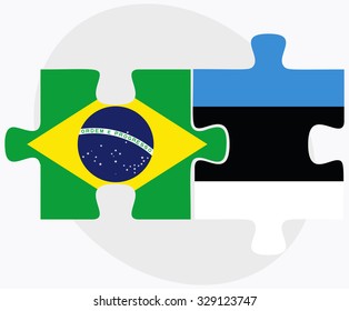 Brazil and Estonia Flags in puzzle isolated on white background