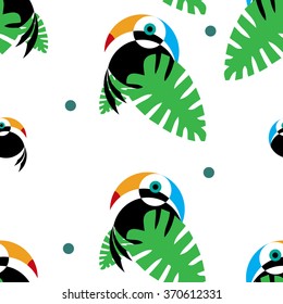brazil exotic toucan bird background pattern in vector
