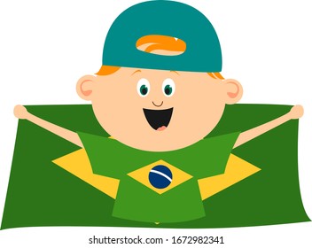 Brazil fan, illustration, vector on white background.