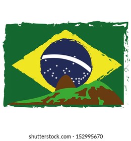 brazil flag an abstract mountain on white background