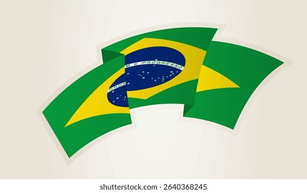 Brazil Flag in Abstract Ribbon Shape, National Symbol of the Brazil. This vector is ideal for use in national events, Independence Day, international sports competitions.