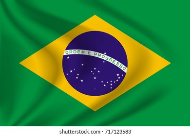 brazil flag background with cloth texture. brazil Flag vector illustration.