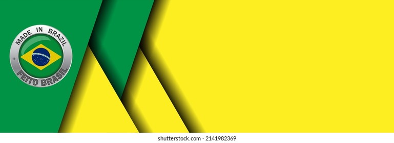 Brazil flag background template vector illustration. Flag of Brazil brochure, flyer, card, invitation or made in Brasil concept with free space for your text and graphic design.