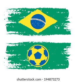 Brazil flag and ball green draw vector banners