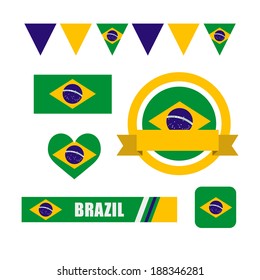 Brazil flag, banner and icon patterns set illustration