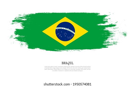 Brazil flag brush concept. Flag of Brazil grunge style banner background