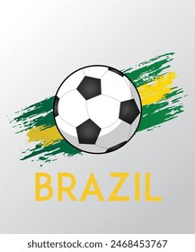 Brazil Flag with Brush Effect for Soccer Theme