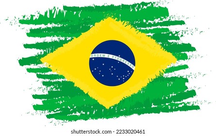 Brazil flag. Brush illustration of brazilian flag. The national flag of Brasil country.