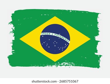 Brazil flag brush paint texture vector icon