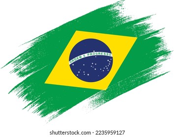 Bandera de Brasil con pintura de pincel texturada aislada en png o fondo transparente