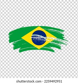 Bandera de Brasil con pintura de pincel texturada aislada en png o fondo transparente, Símbolo de Azerbaiyán, plantilla para banner, promocionar, diseñar.