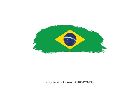 Brazil flag in brush stroke effect on white background, National flag of Brazil with brush stroke effects Vector illustration EPS10