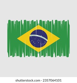 Brazil flag with brush stroke vector Illustration