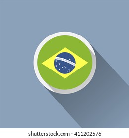 Brazil flag button icon. Rio de Janeiro. Rio 2016.