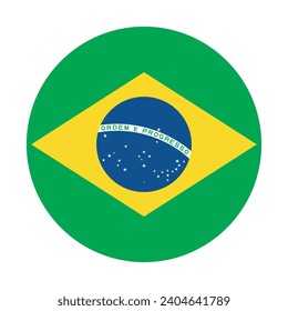 Brazil flag. Button flag icon. Standard color. Circle icon flag. Computer illustration. Digital illustration. Vector illustration.